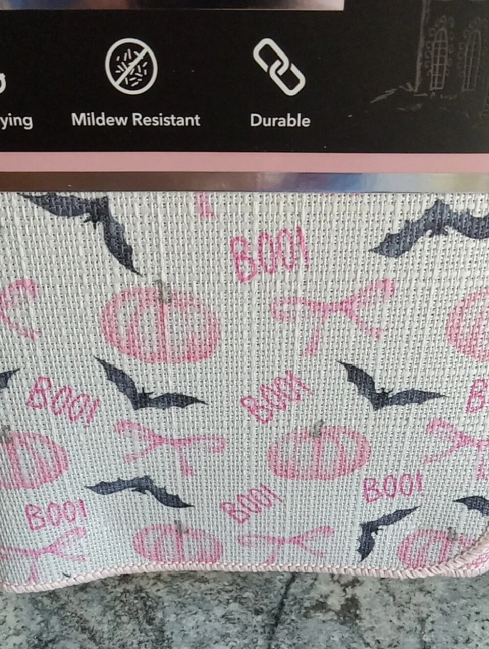 Abbey Extra Large Pink & Black Halloween Dish Drying Mat 🦇🦇🦇🎃🎃🎃🎃